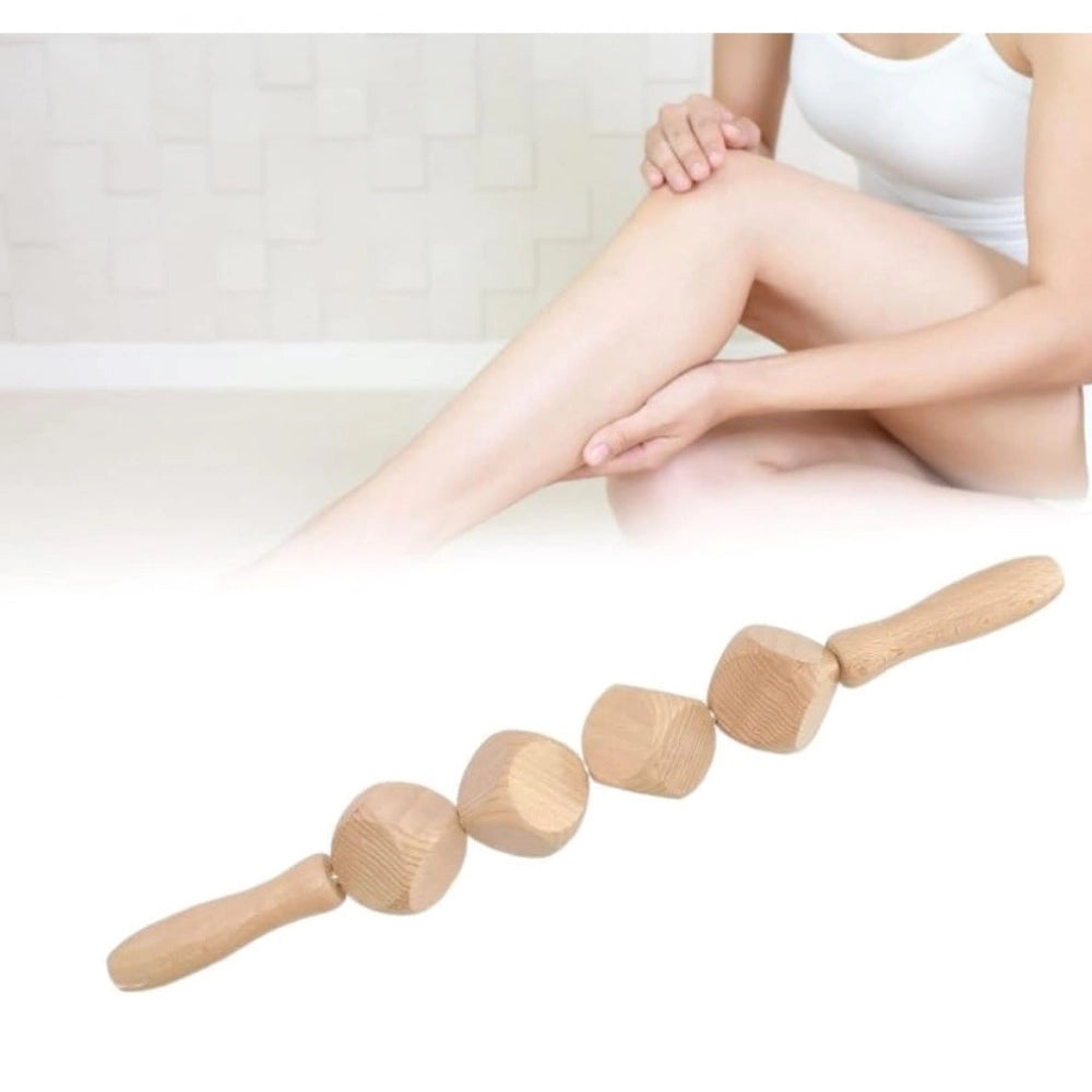 Amfyn Wood 4 Ball Body Roller Massager Stick (Wood)