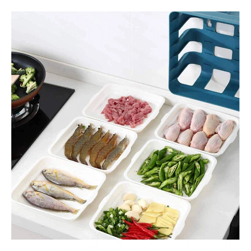 Amfyn Plastic 6 Layer Kitchen Rack Stand (Blue)