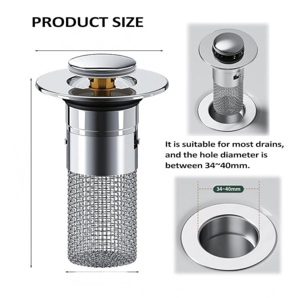 Amfyn Steel Drain Filter Pop-Up Sink (Silver)