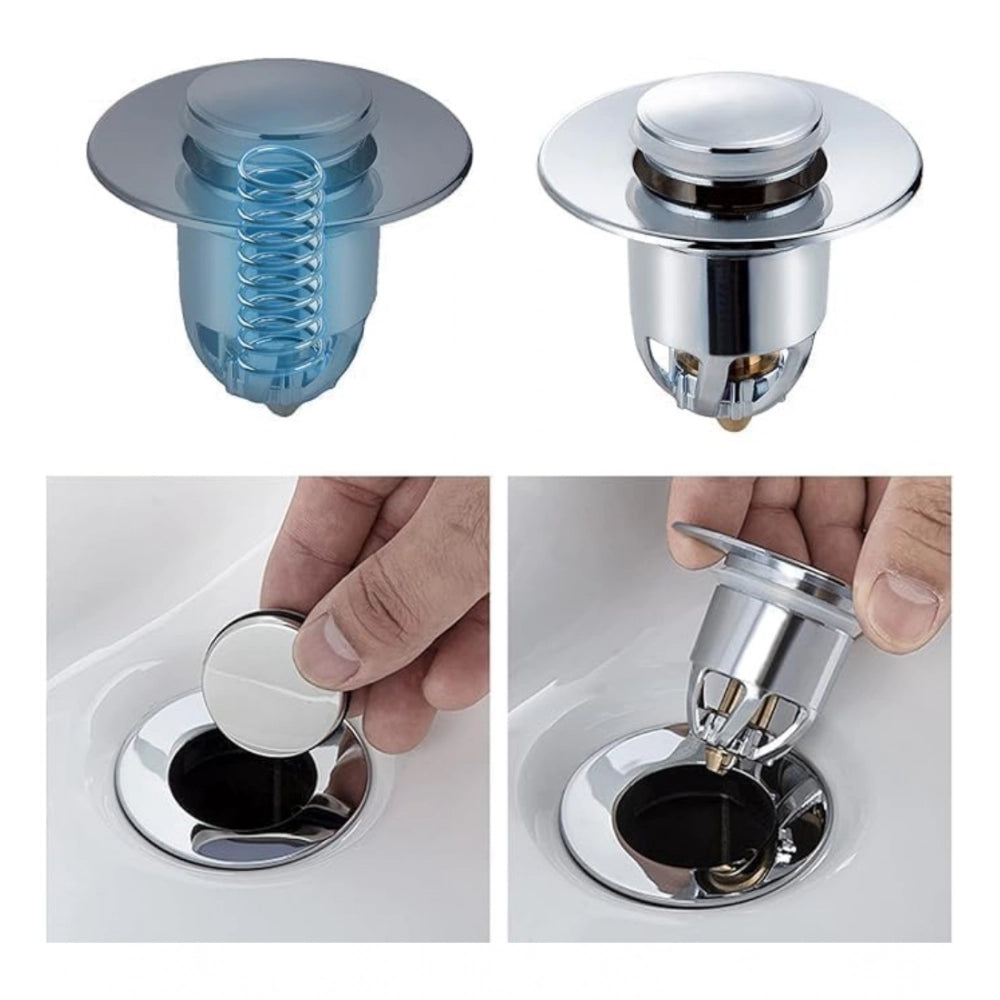 Amfyn Plastic Stainless Steel Pop-Up Sink Stopper (Silver)