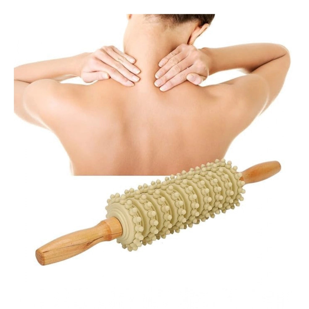 Amfyn Wood 9 Wheel Body Massage Roller (Wood)