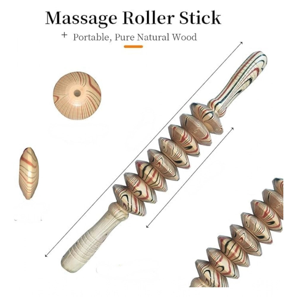 Amfyn Wood 8 Wheels Roller Fancy Gua Sha Trigger Points Muscle (Wood)