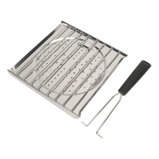Amfyn Steel Toaster White Foldable Stainless Steel Grilling Pan (Silver)