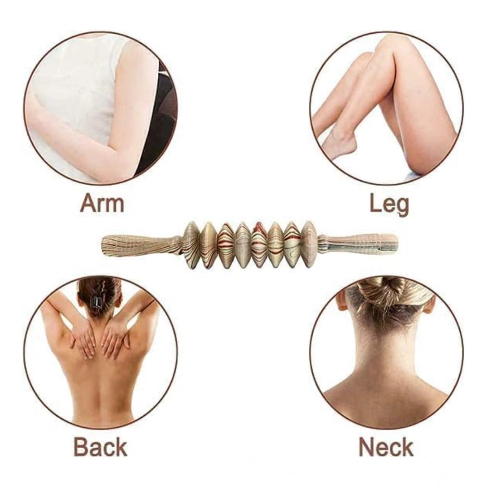 Amfyn Wood 8 Wheels Roller Fancy Gua Sha Trigger Points Muscle (Wood)