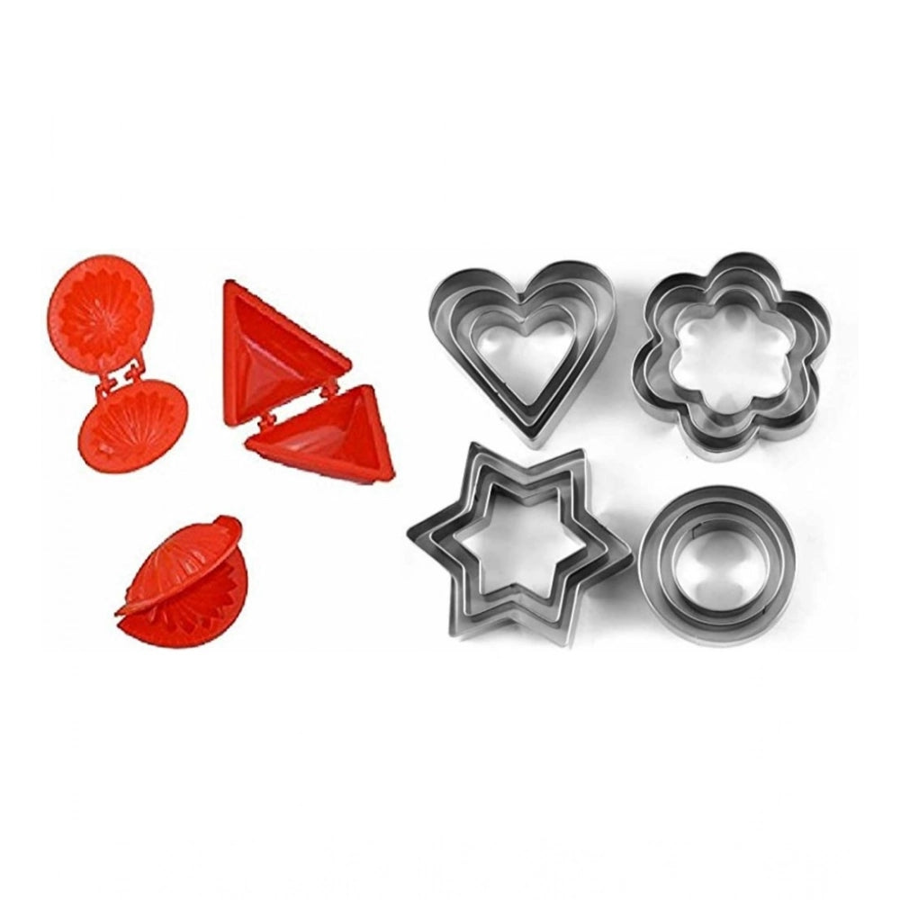 Amfyn Steel &amp; Plastic 12 Pcs Cookie Cutter with Different Shape (Multicolor)