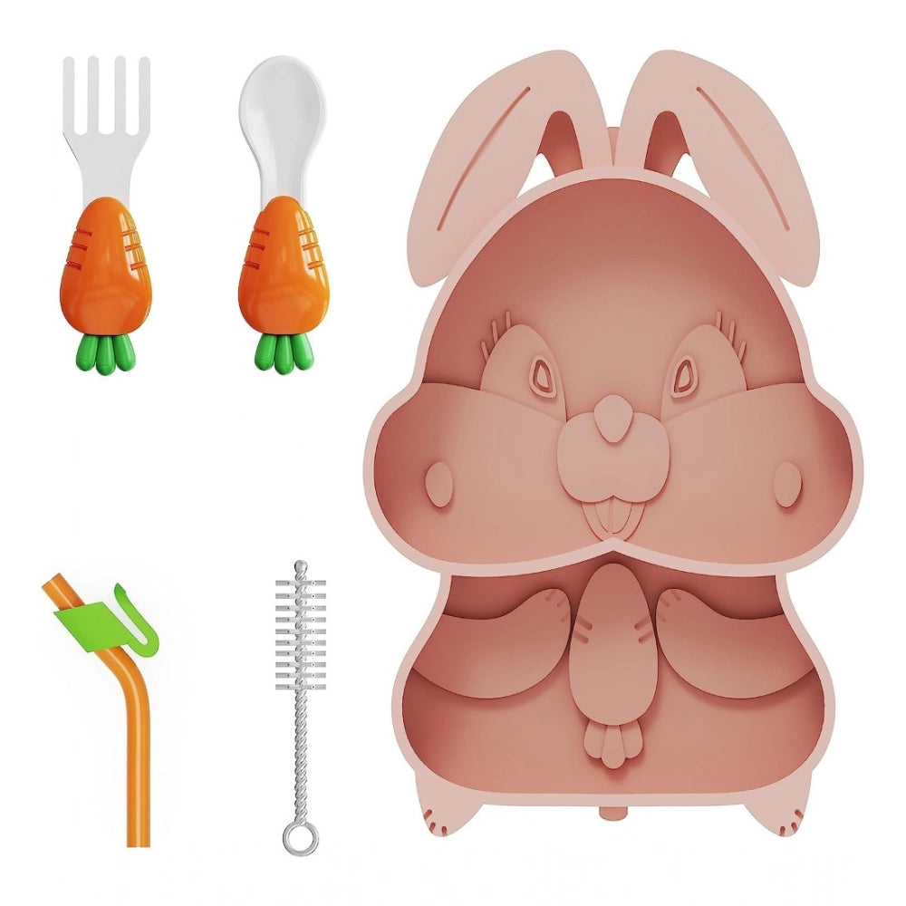 Amfyn Silicon Bunny Children Plate Tableware (Multicolor)