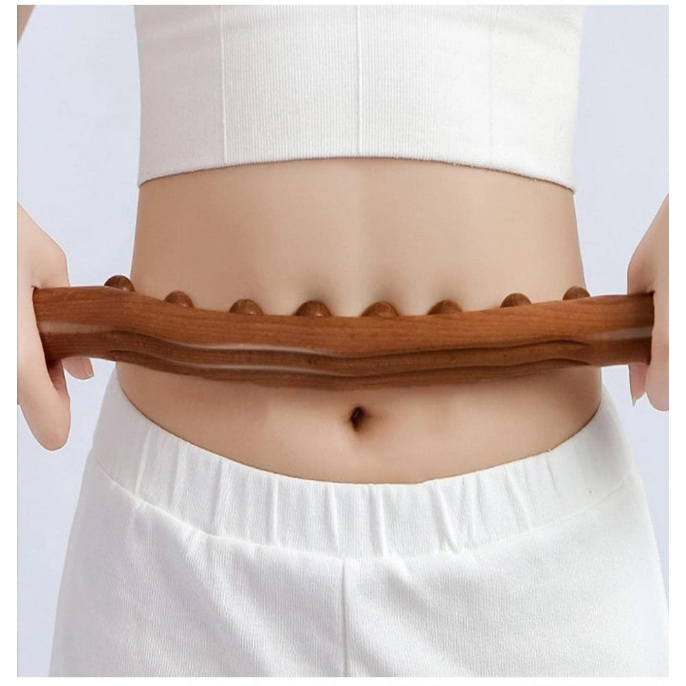 Amfyn Wood Gua Sha Massager Therapy Tool Soft Manual 8 Beads Roller (Brown)