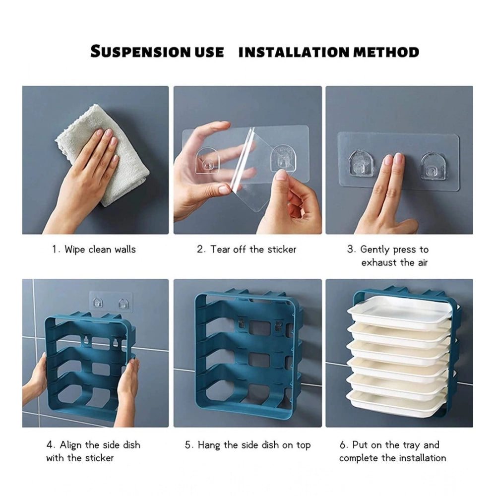 Amfyn Plastic 6 Layer Kitchen Rack Stand (Blue)
