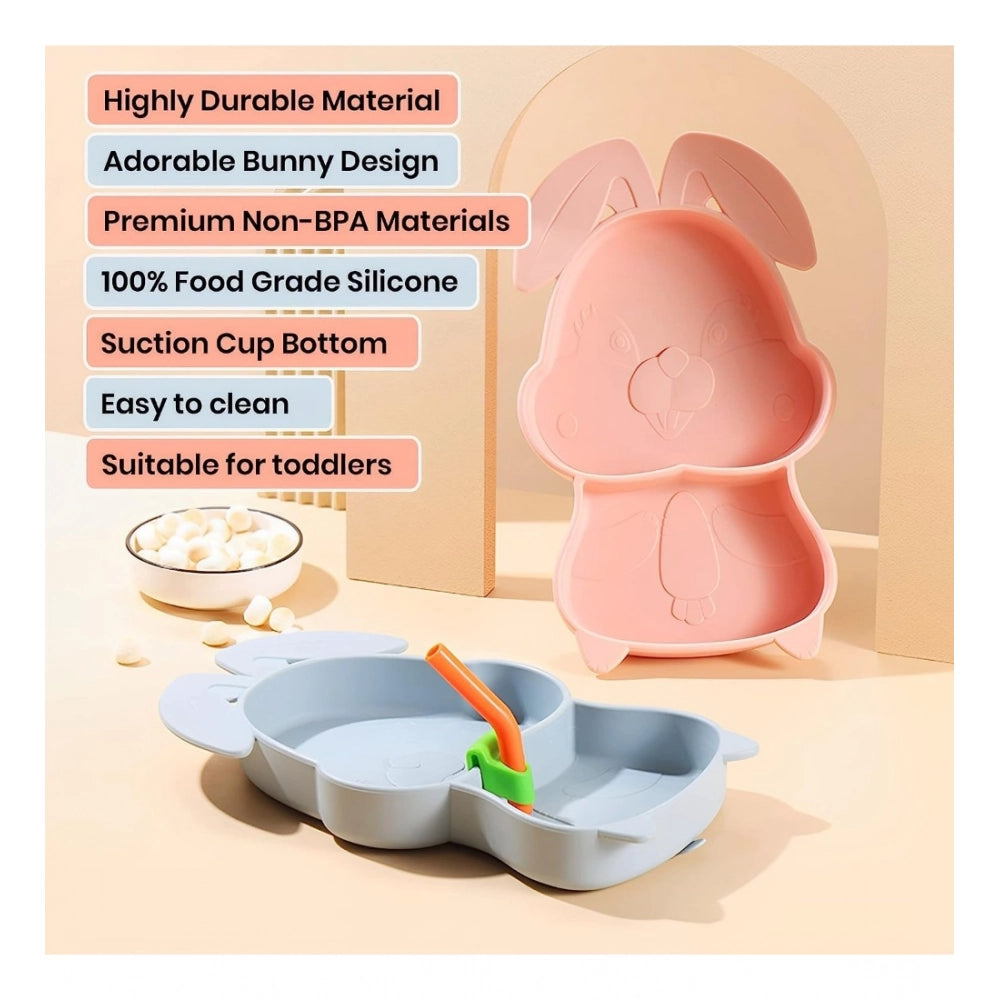 Amfyn Silicon Bunny Children Plate Tableware (Multicolor)