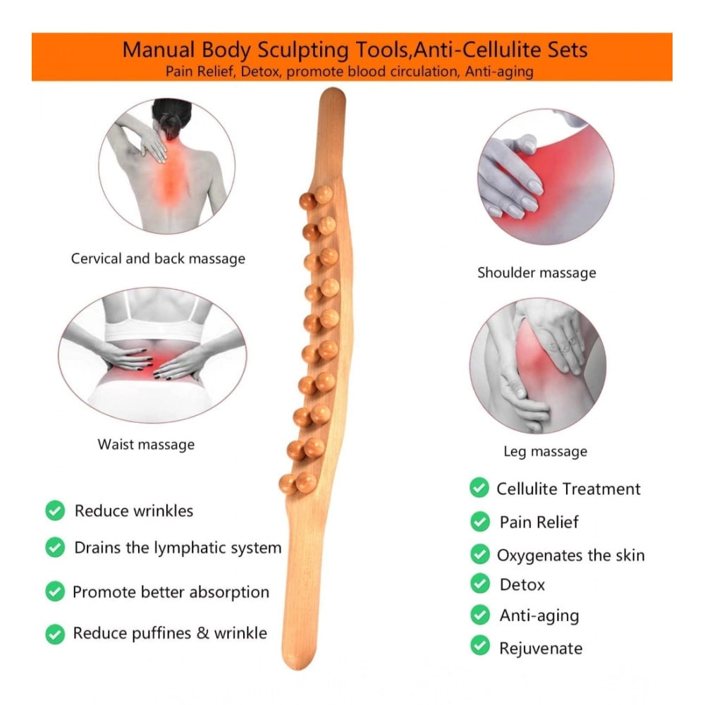 Amfyn Wood Gua Sha Double Row Stick Massager (Wood)