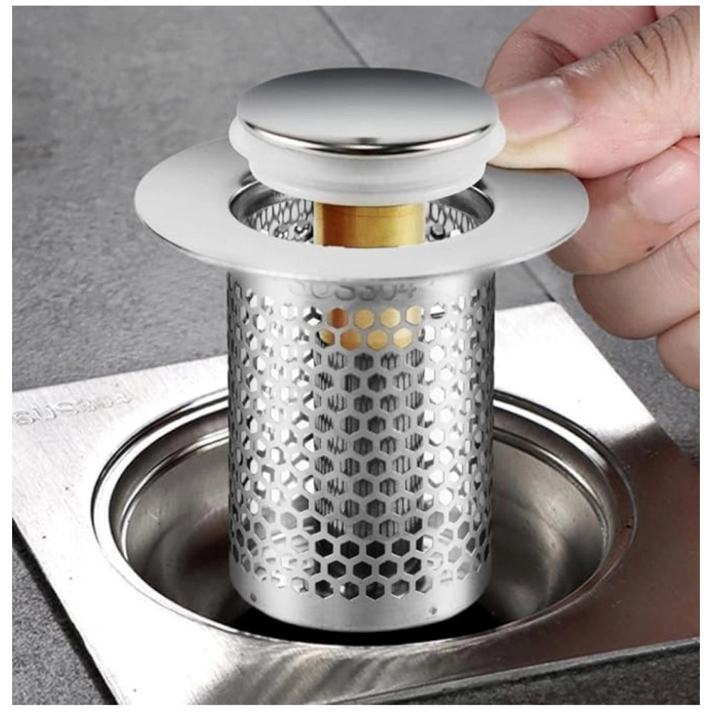 Amfyn Steel Drain Filter Pop-Up Sink (Silver)