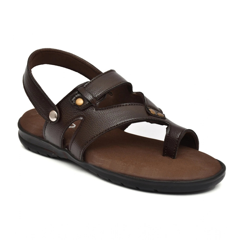 Amfyn Men's Synthetic Solid Slip On Airmix Slipper (Brown)