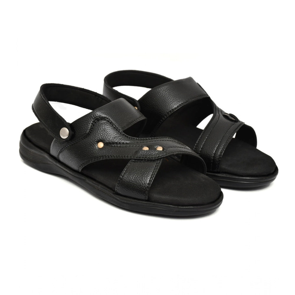 Amfyn Men's Synthetic Solid Slip On Airmix Slipper (Black)