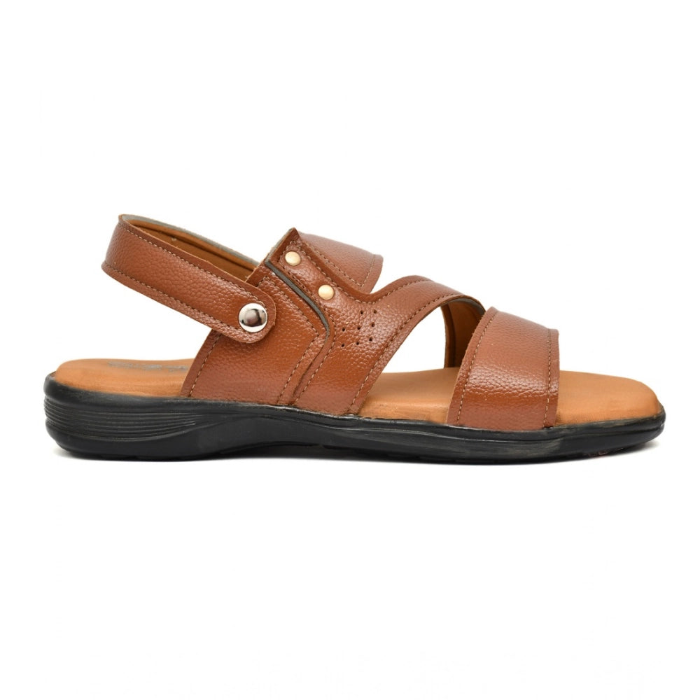 Amfyn Men's Synthetic Solid Slip On Airmix Slipper (Tan)