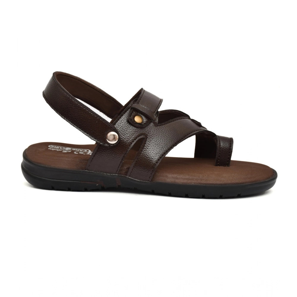 Amfyn Men's Synthetic Solid Slip On Airmix Slipper (Brown)