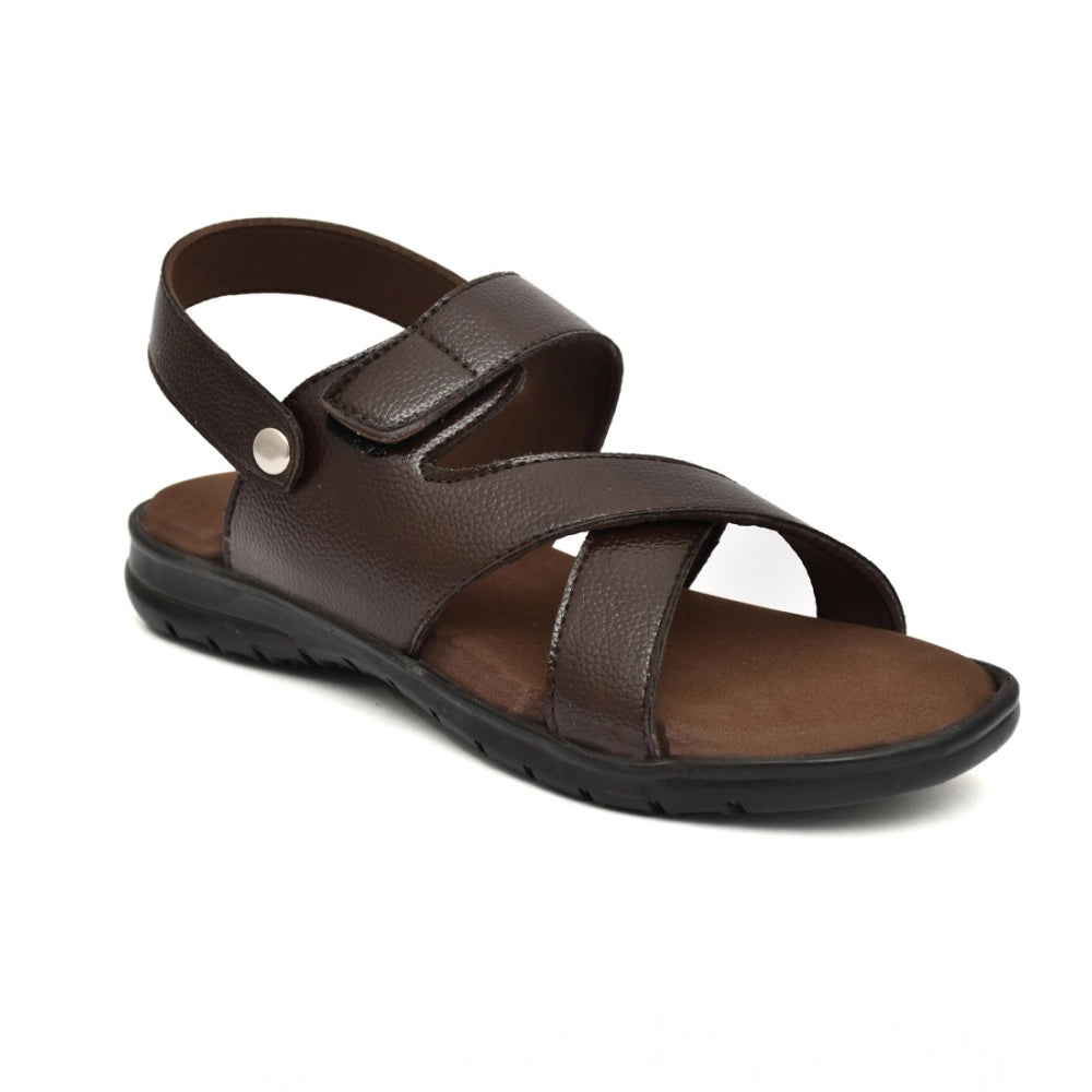 Amfyn Men's Synthetic Solid Slip On Airmix Slipper (Brown)