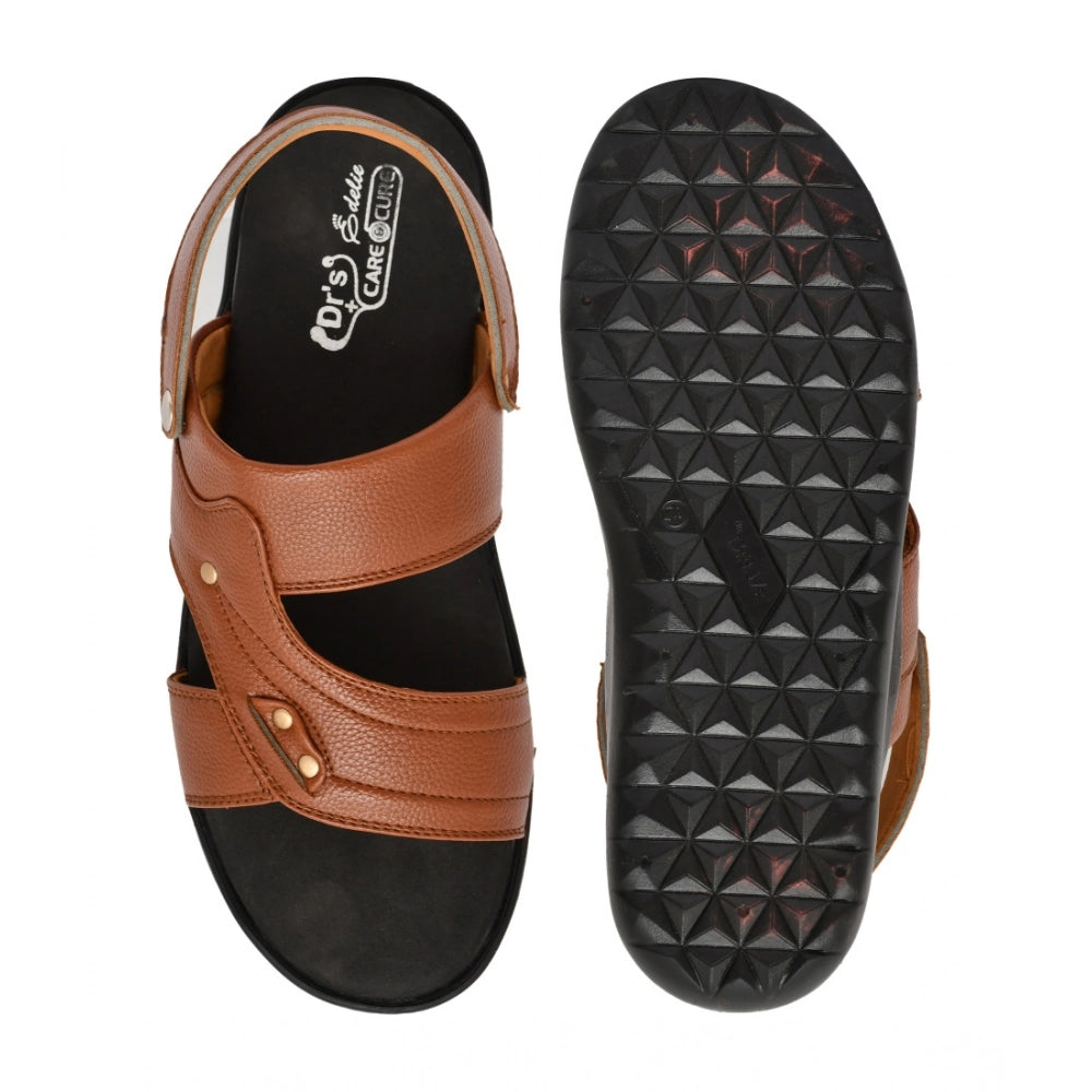 Amfyn Men's Synthetic Solid Slip On Airmix Slipper (Tan)