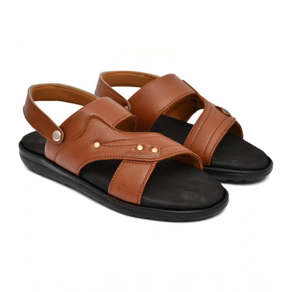 Amfyn Men's Synthetic Solid Slip On Airmix Slipper (Tan)