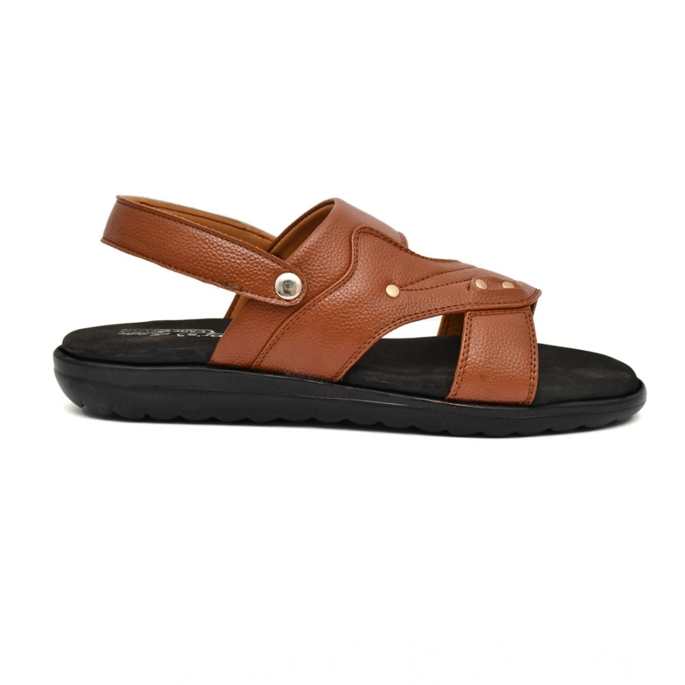 Amfyn Men's Synthetic Solid Slip On Airmix Slipper (Tan)