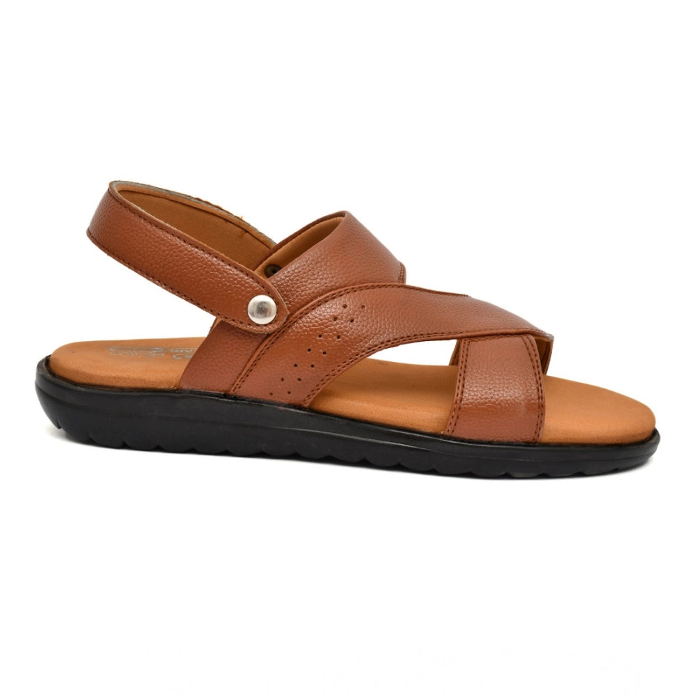 Amfyn Men's Synthetic Solid Slip On Airmix Slipper (Tan)