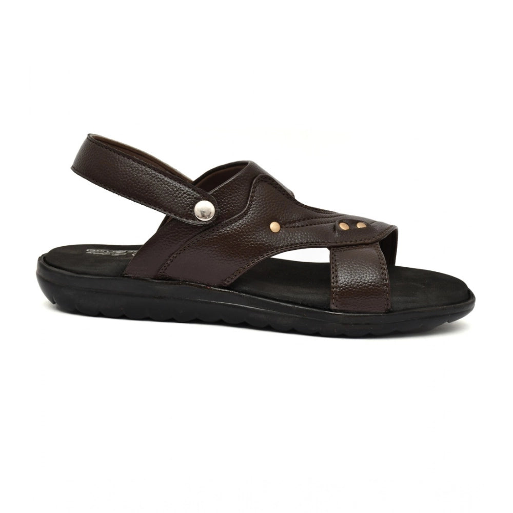 Amfyn Men's Synthetic Solid Slip On Airmix Slipper (Brown)