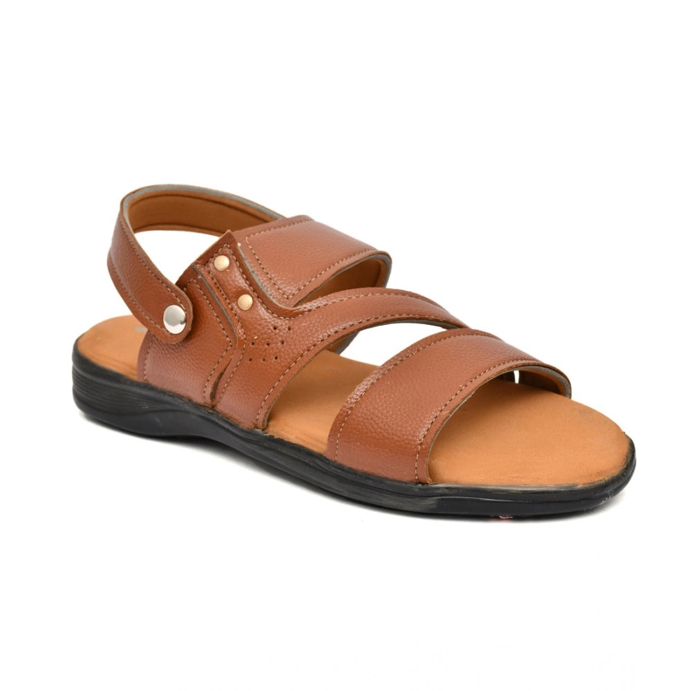 Amfyn Men's Synthetic Solid Slip On Airmix Slipper (Tan)