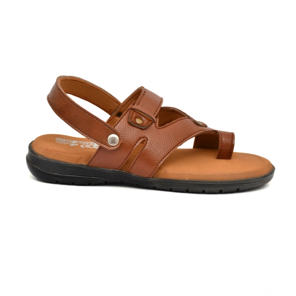 Amfyn Men's Synthetic Solid Slip On Airmix Slipper (Tan)