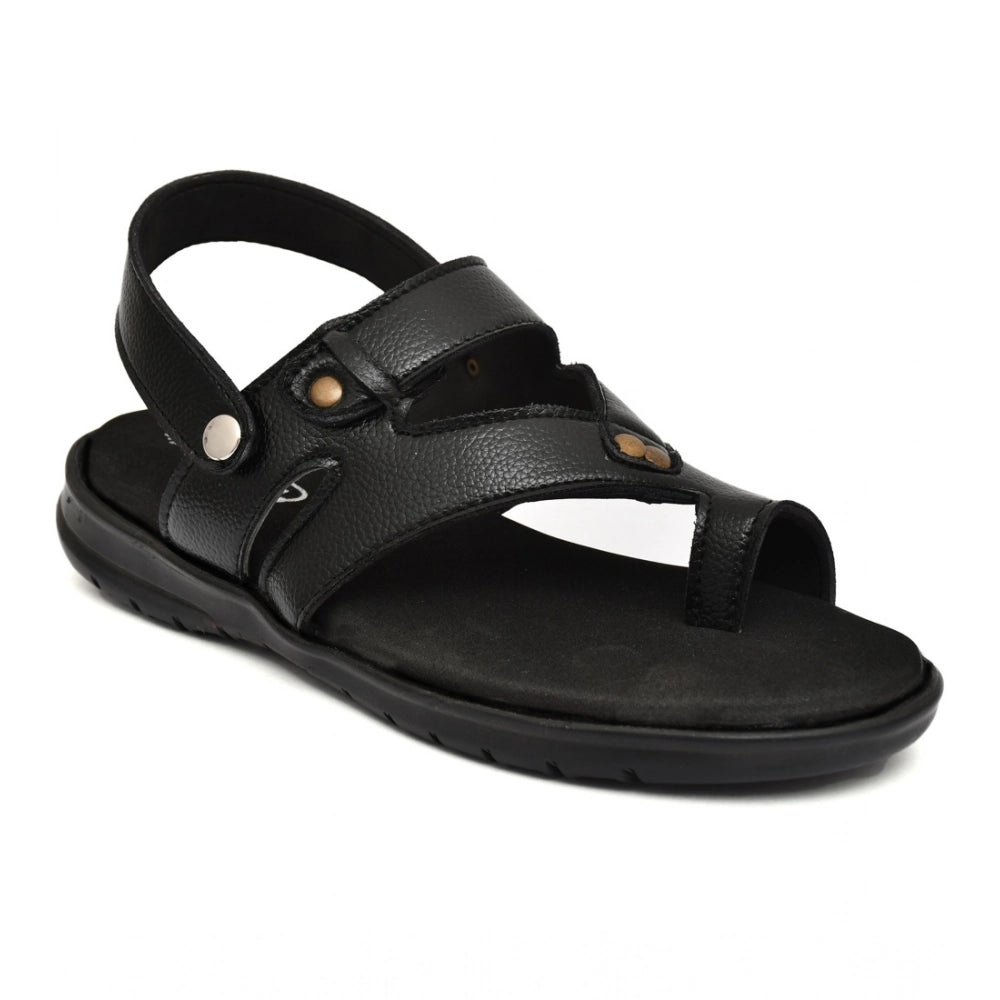 Amfyn Men's Synthetic Solid Slip On Airmix Slipper (Black)