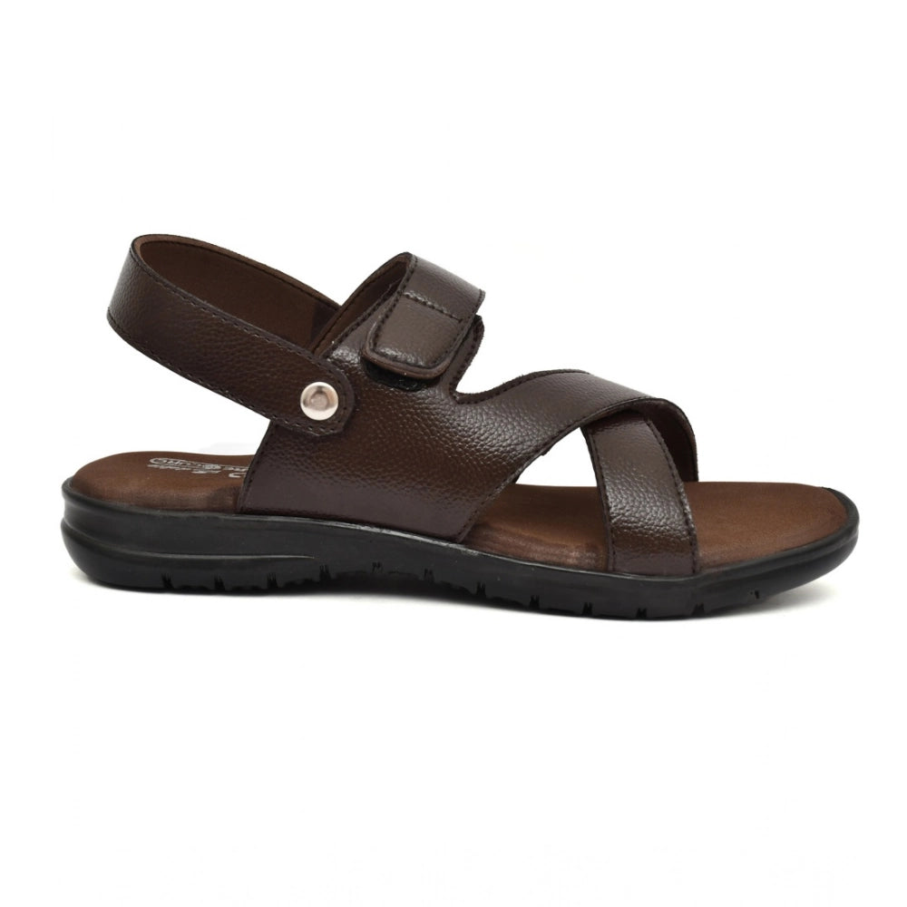 Amfyn Men's Synthetic Solid Slip On Airmix Slipper (Brown)