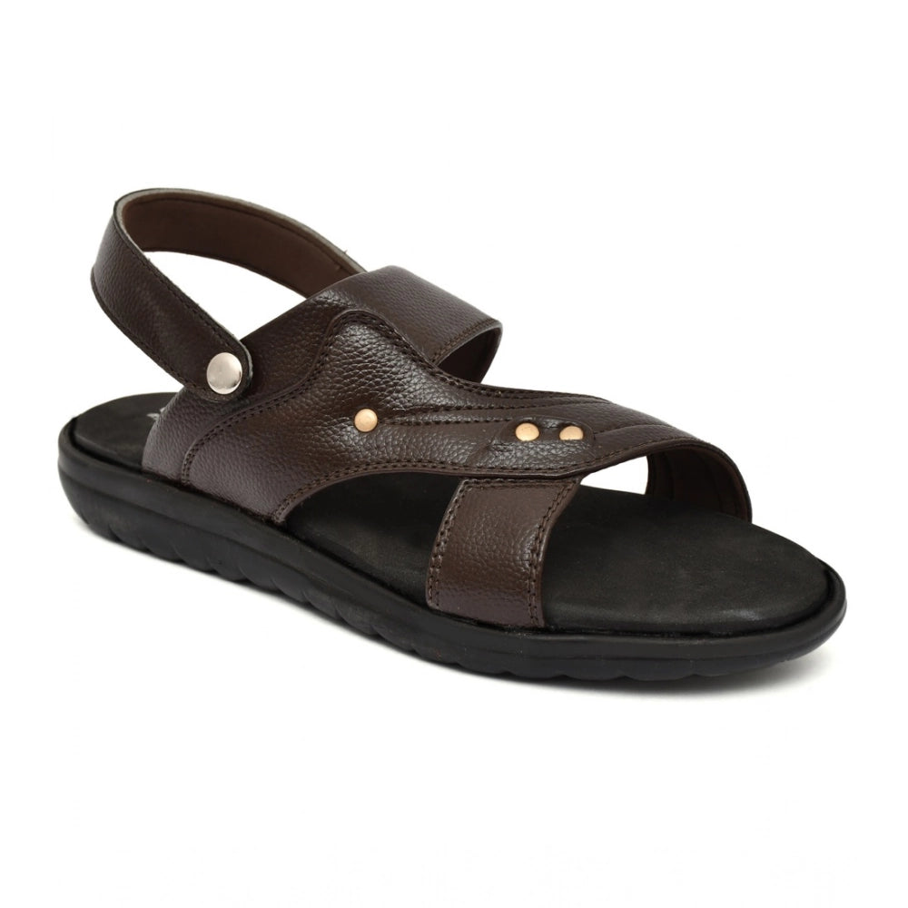 Amfyn Men's Synthetic Solid Slip On Airmix Slipper (Brown)