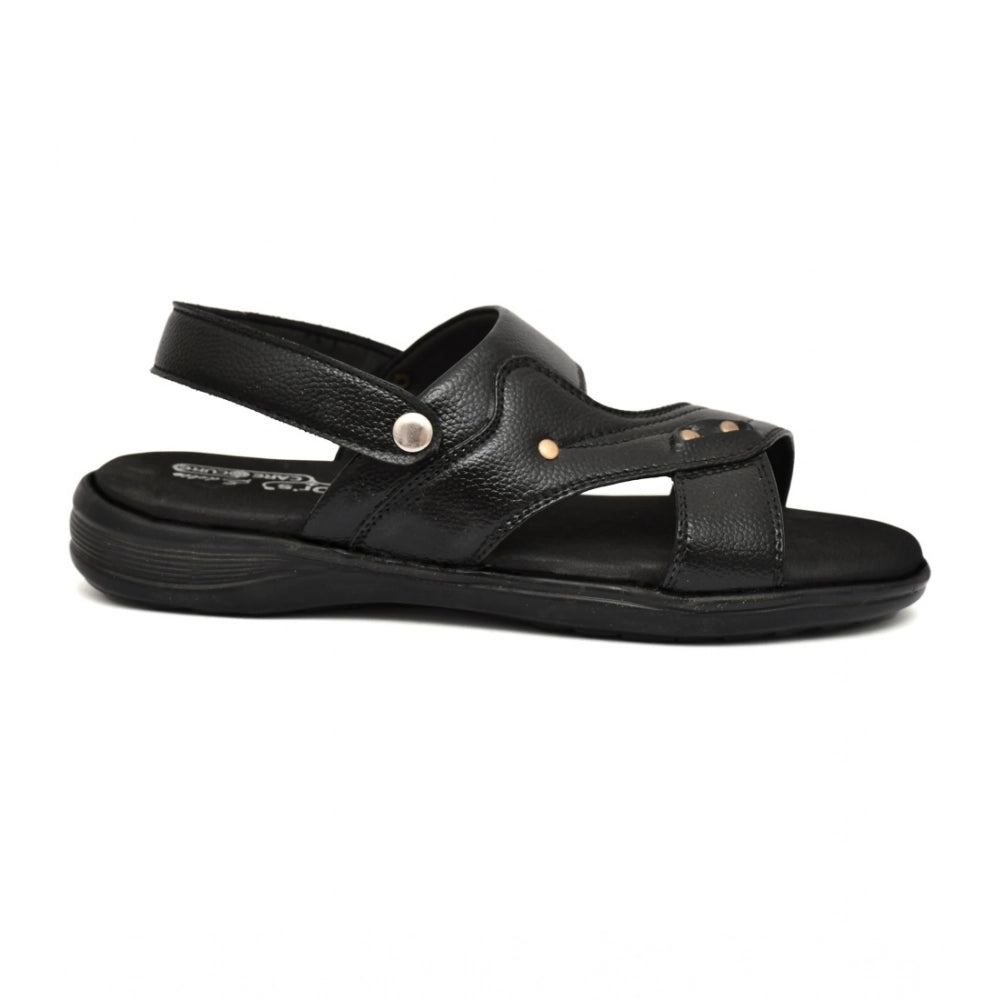 Amfyn Men's Synthetic Solid Slip On Airmix Slipper (Black)