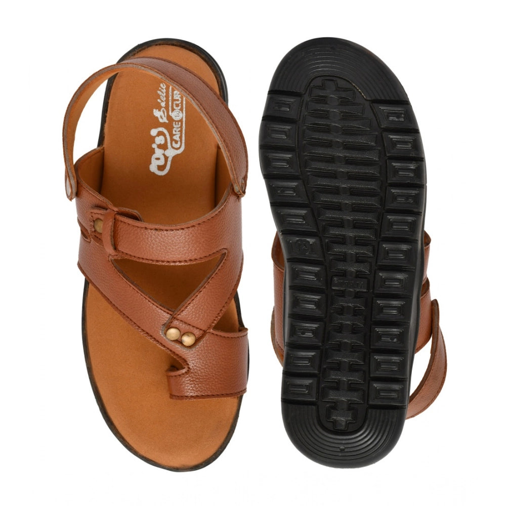 Amfyn Men's Synthetic Solid Slip On Airmix Slipper (Tan)