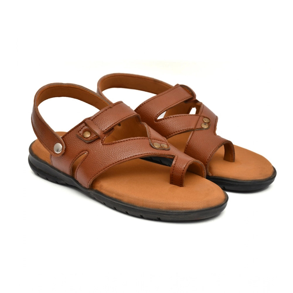 Amfyn Men's Synthetic Solid Slip On Airmix Slipper (Tan)