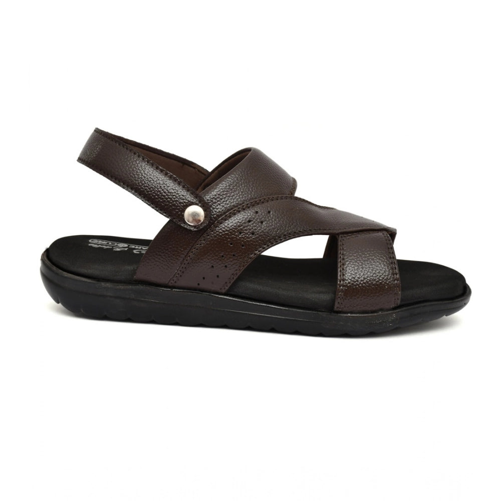 Amfyn Men's Synthetic Solid Slip On Airmix Slipper (Brown)