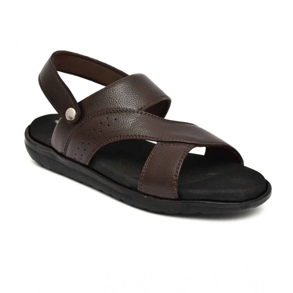 Amfyn Men's Synthetic Solid Slip On Airmix Slipper (Brown)