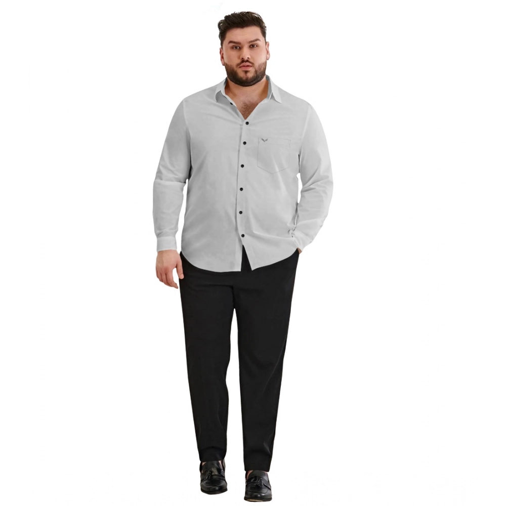 Amfyn Mens Casual Cotton Solid Full Sleeve Shirt (Grey)