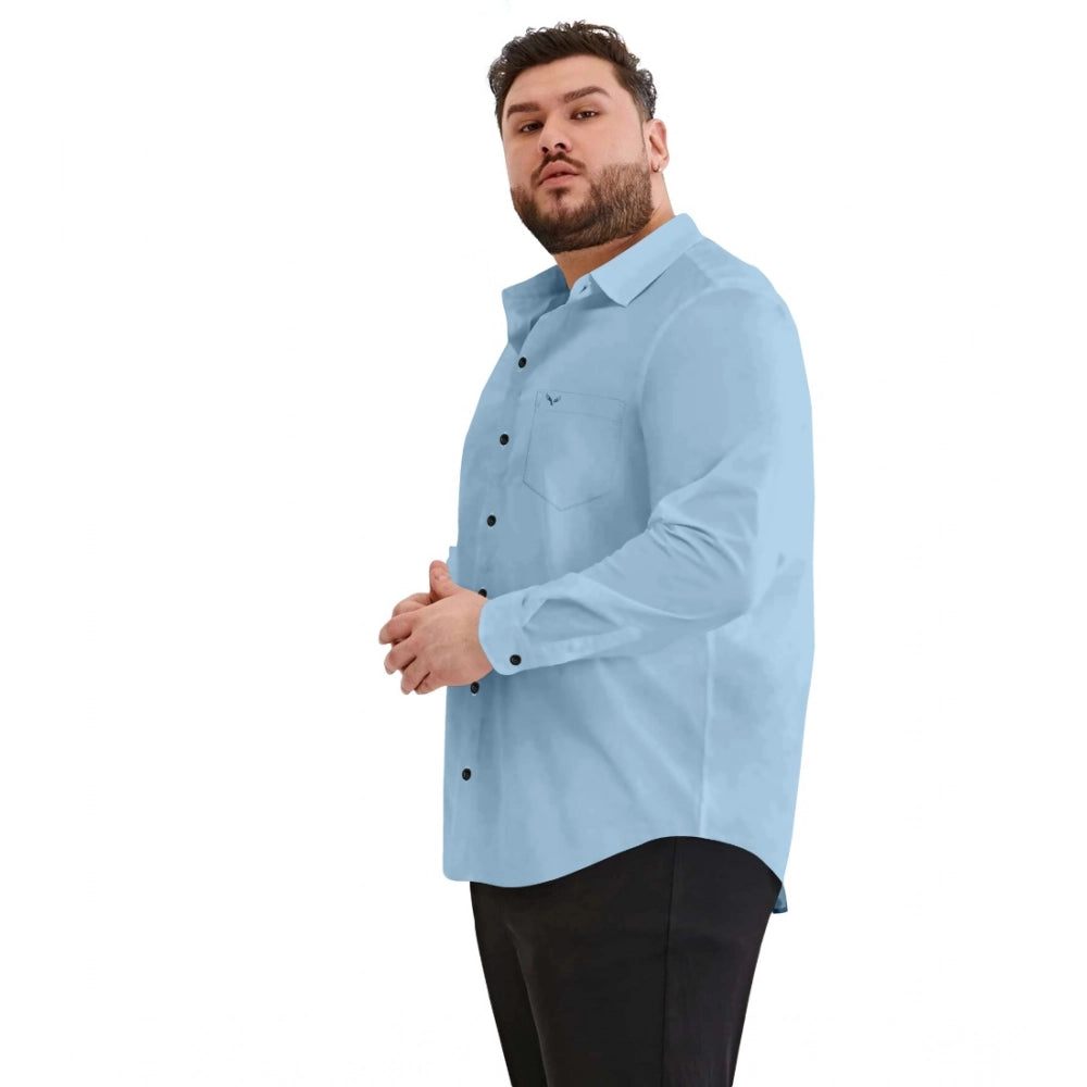 Amfyn Mens Casual Cotton Solid Full Sleeve Shirt (Sky)