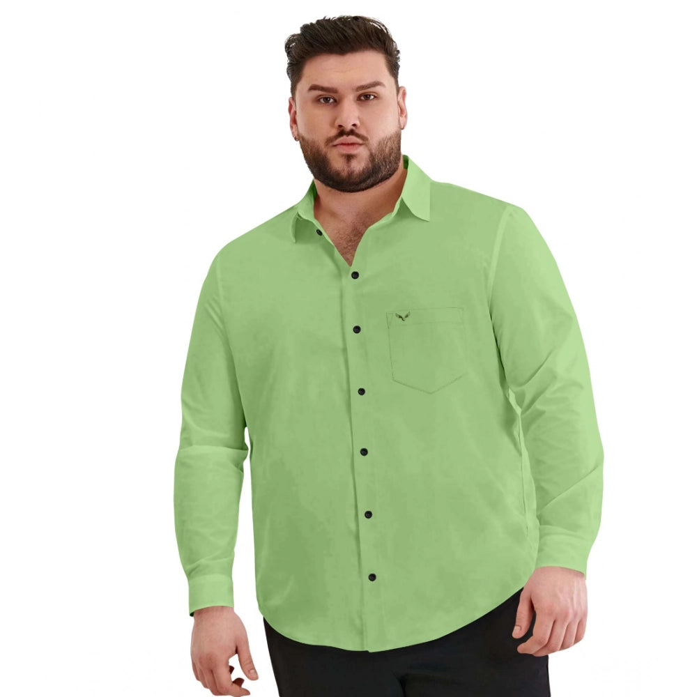 Amfyn Mens Casual Cotton Solid Full Sleeve Shirt (Pista)