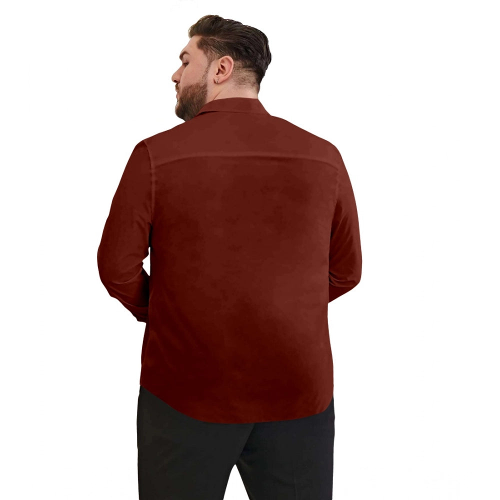 Amfyn Mens Casual Cotton Solid Full Sleeve Shirt (Maroon)