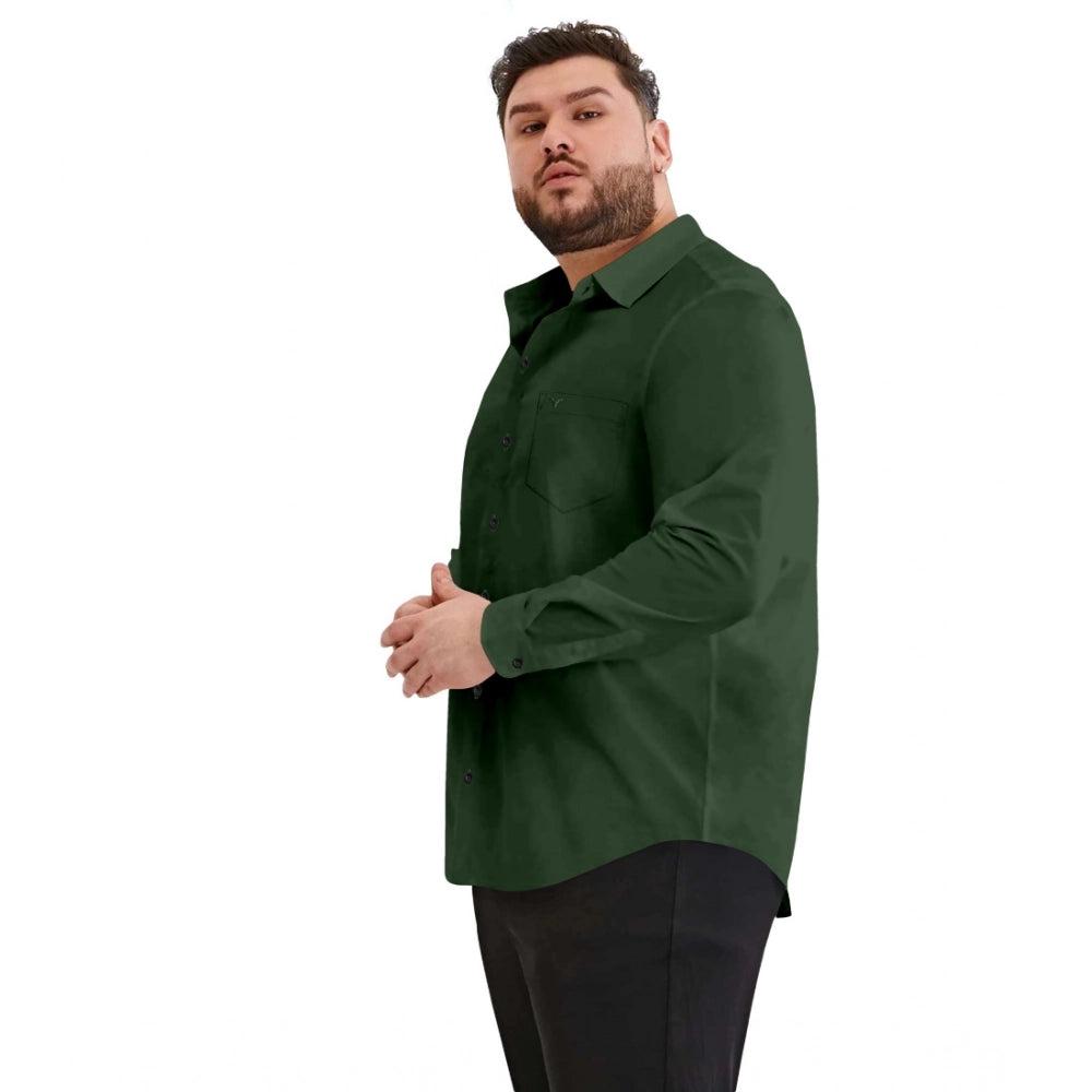 Amfyn Mens Casual Cotton Solid Full Sleeve Shirt (Green)