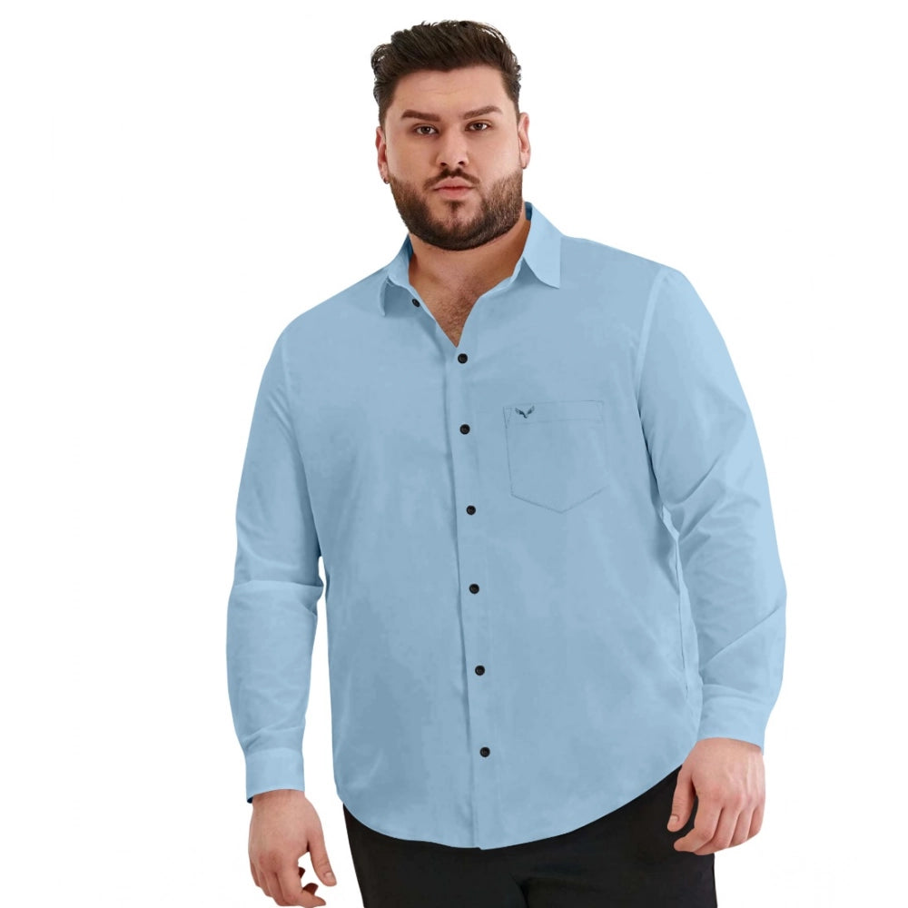 Amfyn Mens Casual Cotton Solid Full Sleeve Shirt (Sky)