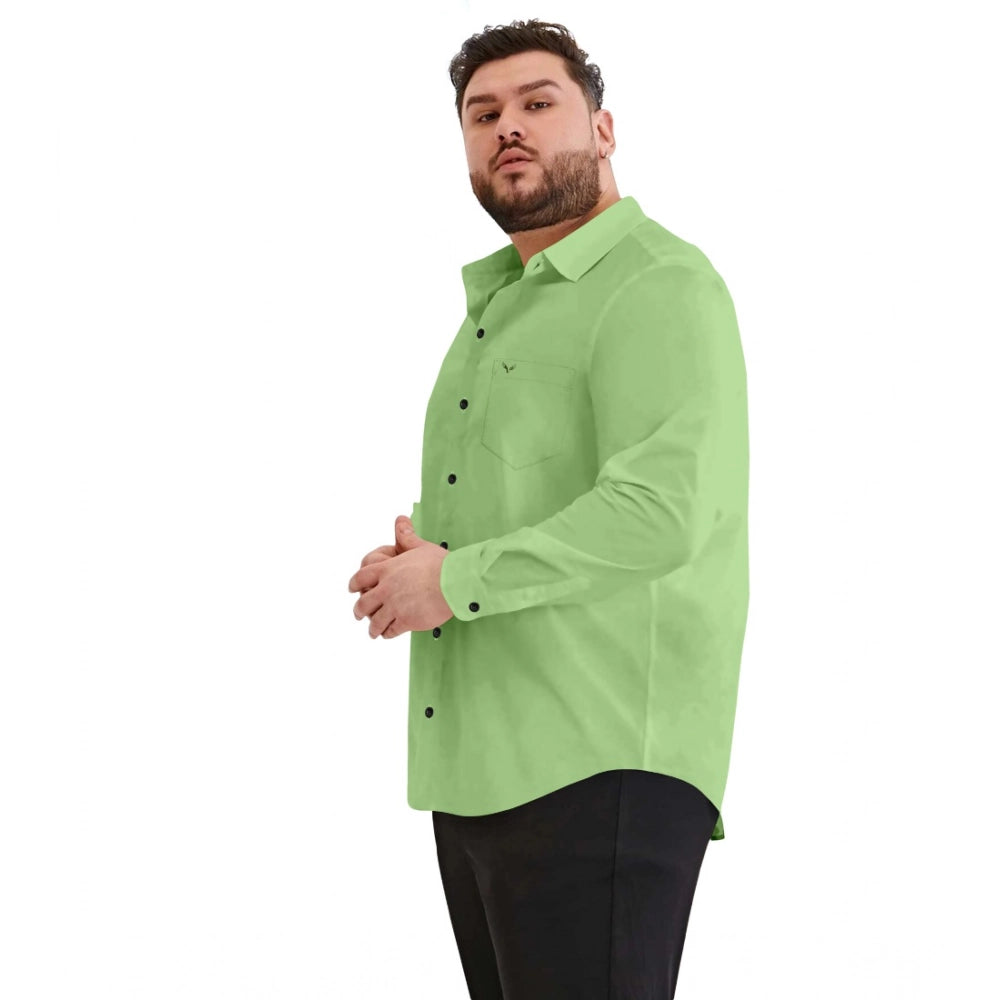 Amfyn Mens Casual Cotton Solid Full Sleeve Shirt (Pista)