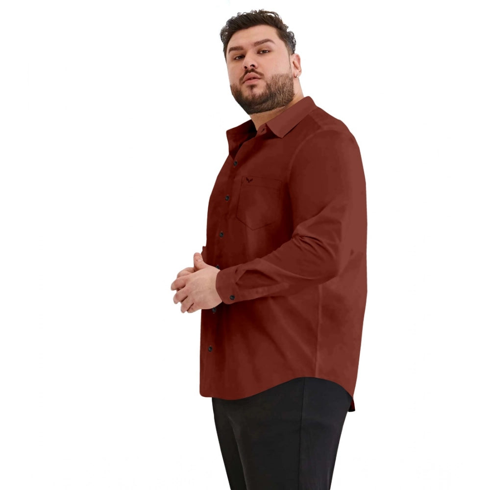 Amfyn Mens Casual Cotton Solid Full Sleeve Shirt (Maroon)