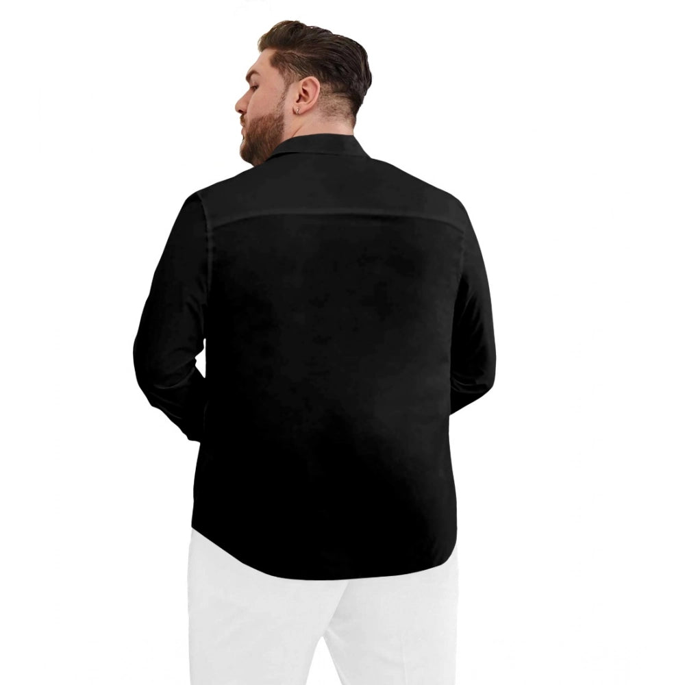 Amfyn Mens Casual Cotton Solid Full Sleeve Shirt (Black)