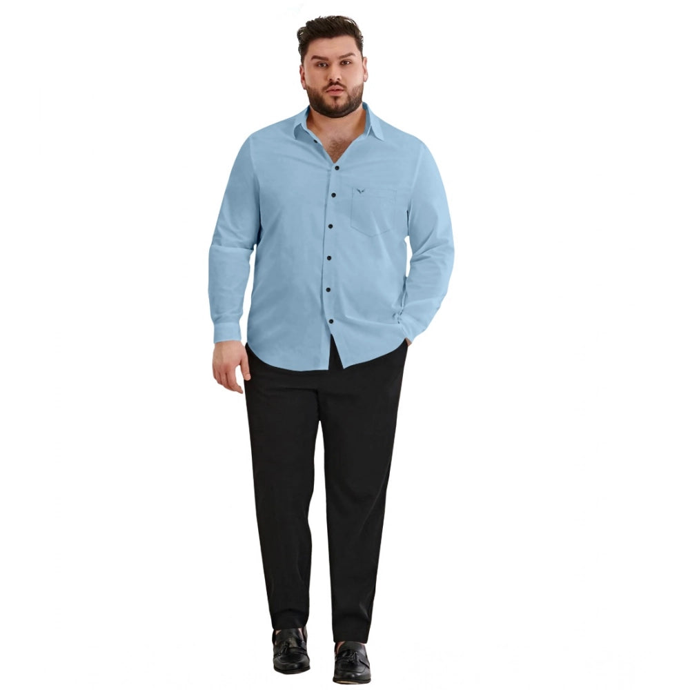 Amfyn Mens Casual Cotton Solid Full Sleeve Shirt (Sky)