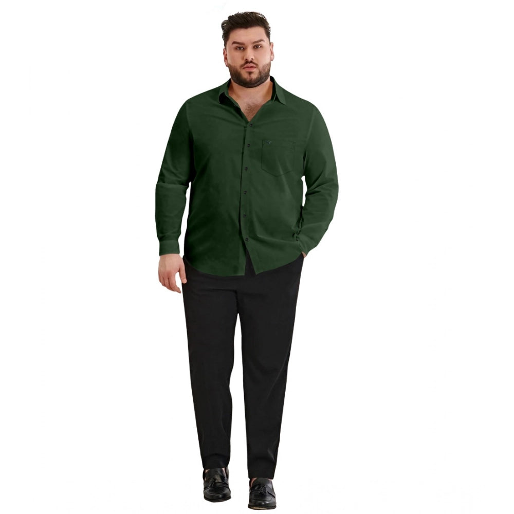 Amfyn Mens Casual Cotton Solid Full Sleeve Shirt (Green)