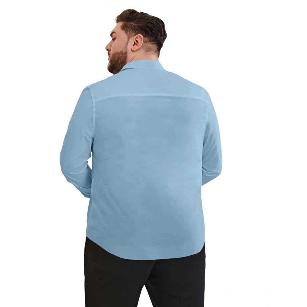 Amfyn Mens Casual Cotton Solid Full Sleeve Shirt (Sky)