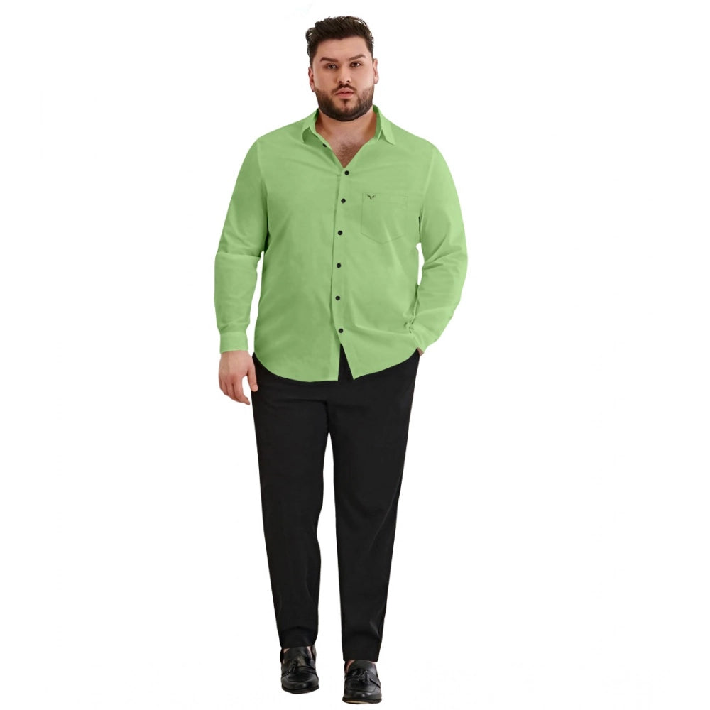 Amfyn Mens Casual Cotton Solid Full Sleeve Shirt (Pista)
