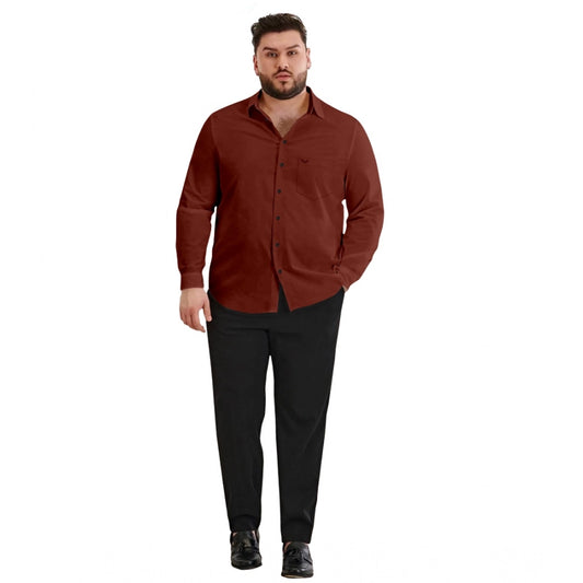 Amfyn Mens Casual Cotton Solid Full Sleeve Shirt (Maroon)