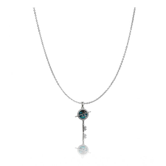 Amfyn Women's Stainless Steel Key Design Delicate Chain (Silver Plated)